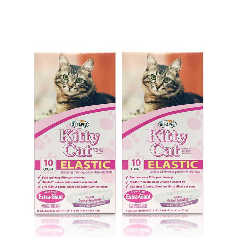 [Australia] - Alfapet Kitty Cat Pan Disposable, Elastic Liners- 10-Pack-For Large, X-Large, Giant, Extra-Giant Size Litter Boxes- With Sta-Put Technology for Firm, Easy Fit- Quick + Clever Waste Cleaners, Pack of 2 