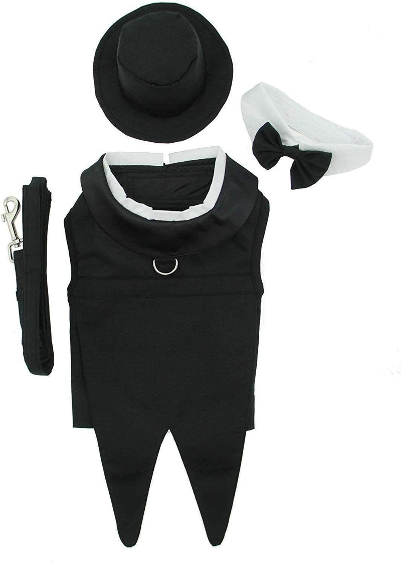 [Australia] - Black Dog Harness Tuxedo w/Tails Bow Tie Cotton Collar XtraS Black 