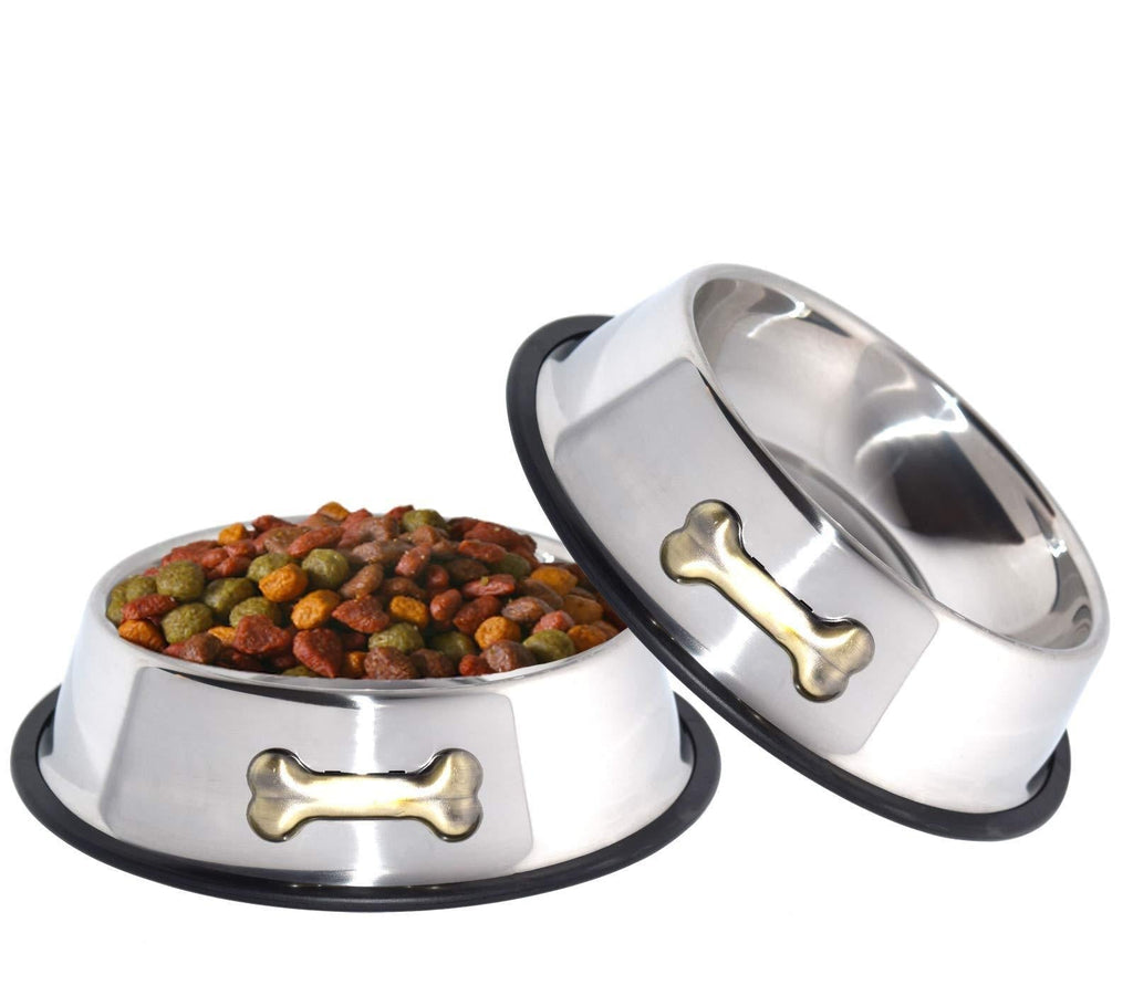 [Australia] - GPET Dog Bowl 32 Oz Stainless Steel Bowls with Anti-Skid Rubber Base for Food or Water Perfect Dish for Dog Puppy Cat and Kitten 2 Pack 