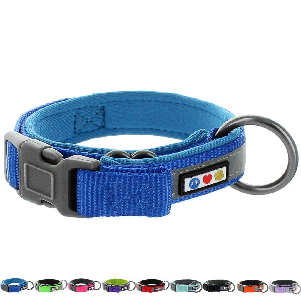[Australia] - Pawtitas Soft Adjustable Reflective Dog Collar Padded Dog Collar XXS Extra Extra Small Blue 