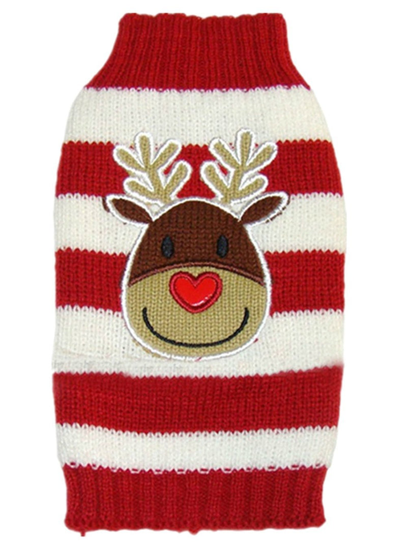 [Australia] - Moorfowl Cute Reindeer Pet Dog Christmas Knitted Sweater Puppy Cat Winter Sweatshirt Clothes Warm Knitwear Hoodies 2XL(Chest27.95",Back23.62") 