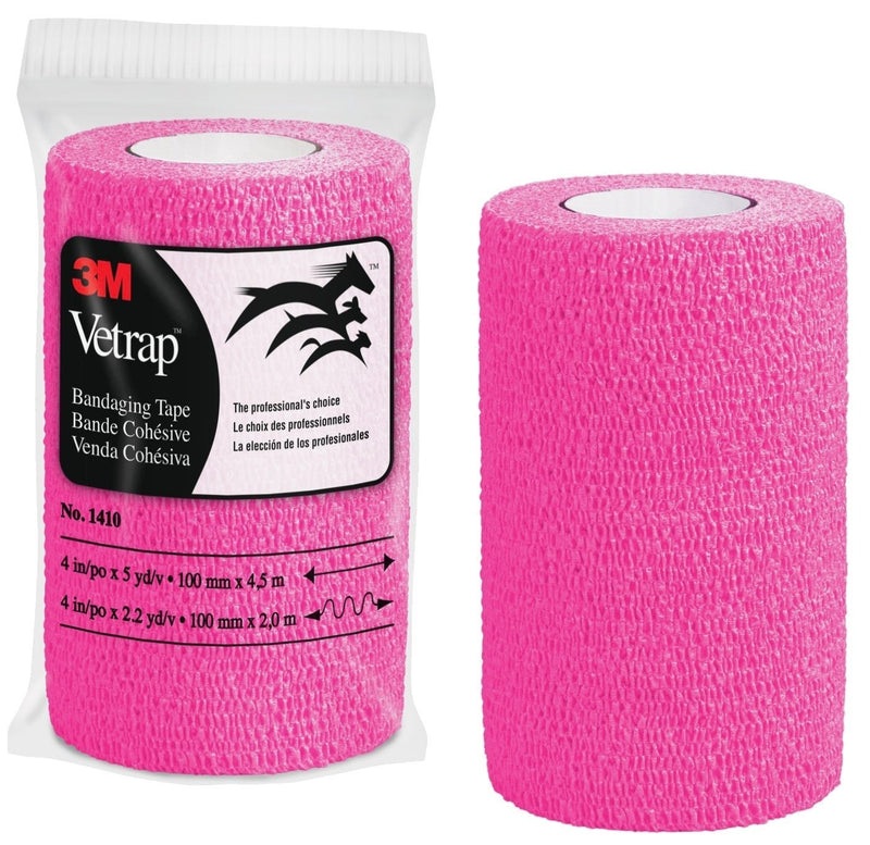 3M Vetrap 4" Bright Color Bandaging Tape, 4"x 5 Yards, 3M Box, 12 Roll Case Hot Pink - PawsPlanet Australia