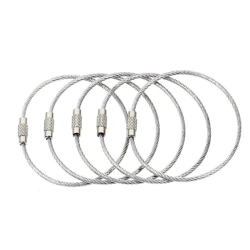 [Australia] - BlueCosto Stainless Steel String Wire Luggage Tag Loops Key Ring - 5/10/20/50 SIL5-Pack 