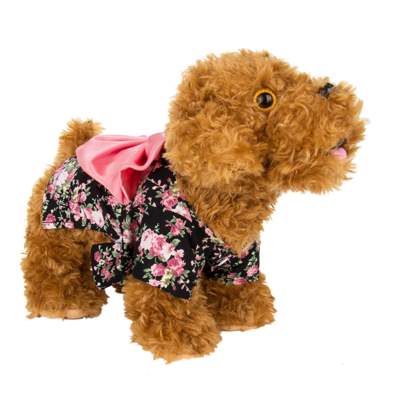 [Australia] - CueCue Pet Floral Pet Kimono Dress with Bow X-Small Black/Pink 