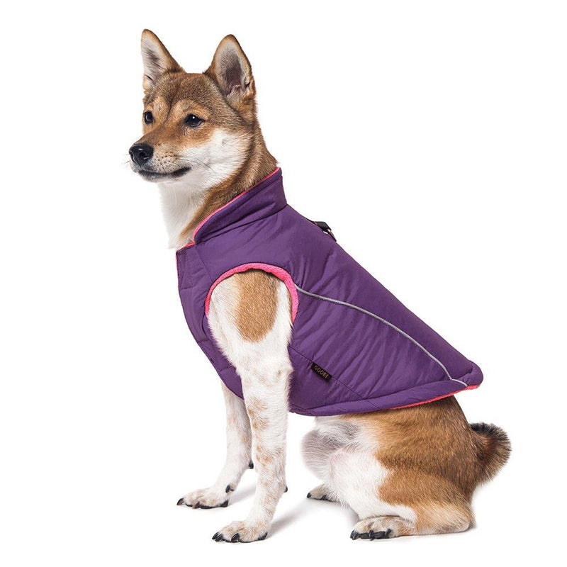 [Australia] - Gooby - Sports Vest, Fleece Lined Small Dog Cold Weather Jacket Coat Sweater with Reflective Lining Purple Large chest (~18.5") 
