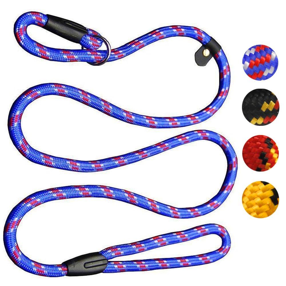 [Australia] - Coolrunner Durable Dog Slip Rope Leash, 5 FT Dog Training Leash, Strong Slip Lead, Standard Adjustable Pet Slipknot Nylon Leash for Small Medium Dogs(10-80 lb) Blue 