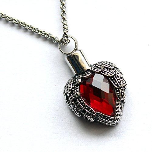 [Australia] - Zahara Memorial Urn Necklace (20 Inches) with Velvet Pouch & Fill Kit | Ruby Angel Heart Pendant and Chain (Nickel Free) 