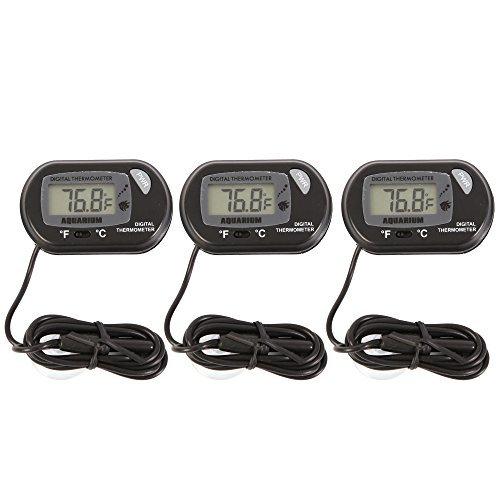 CoZroom LCD Digital Aquarium Thermometer for Fish Tank Water Vivarium Temperature Sensor, Pack of 3, Black - PawsPlanet Australia