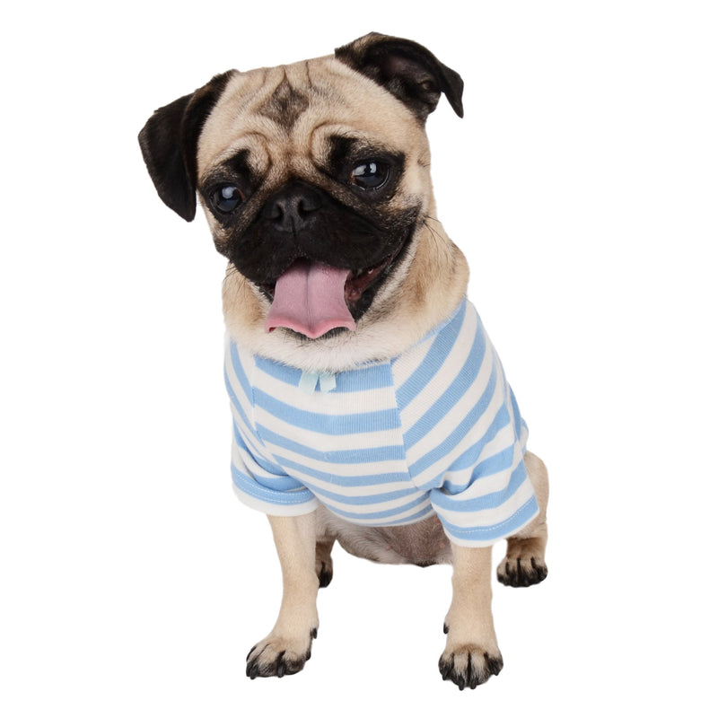 [Australia] - CueCue Pet Cozy Striped Pet Shirt X-Small Blue/White 