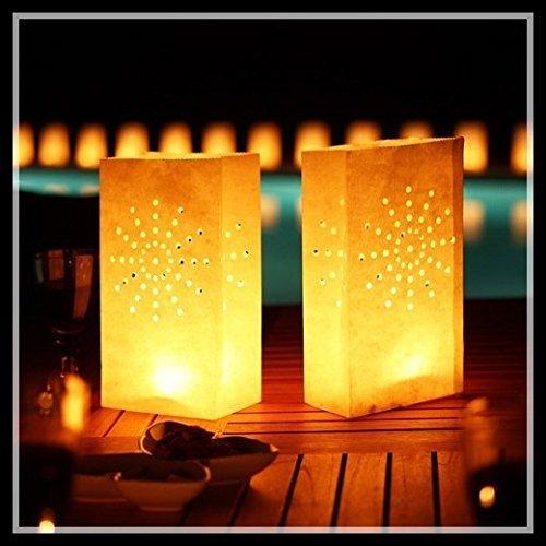 Joinwin50 White Luminary Bags-Sunburst Design-Wedding,Reception, Party and Event Decor - Flame Resistant Paper - Luminaria-light Holder Luminaria Candle Bag Christmas Festival Outdoor home Decoration - PawsPlanet Australia