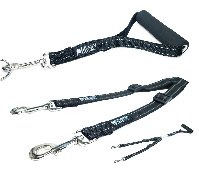 [Australia] - Leashboss Duo - Adjustable Double Dog Leash for Large Dogs - Reflective No Tangle Leash for Walking Two Dogs at Once Coupler with Handle 