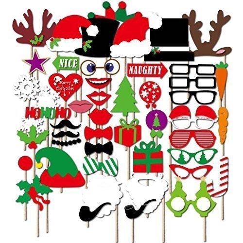 [USA-SALES] Christmas Photo Booth Props, Party photo props, Christmas decorations, NO DIY Required, attached to the stick 50 pcs by USA-Sales Seller - PawsPlanet Australia