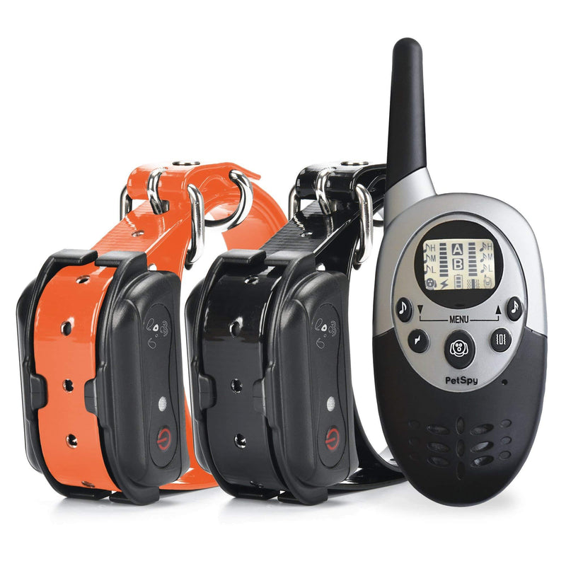 [Australia] - PetSpy 1100 Yard Waterproof Rechargeable Remote Training Dog Collar with Beep, Vibration and Electric Shock for 2 Dogs 