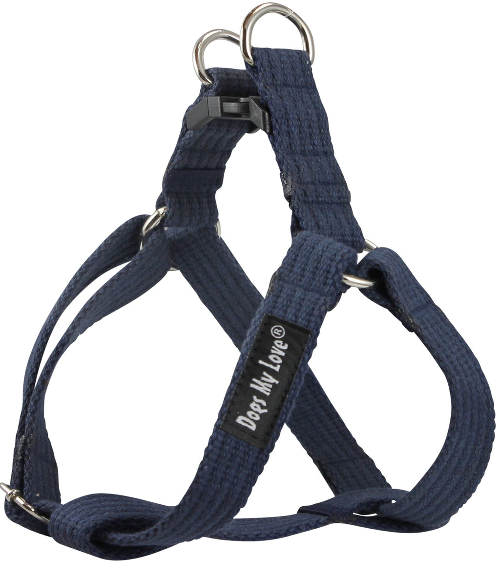 [Australia] - Cotton Web Adjustable Dog Step-in Harness 4 Sizes Blue Medium: 12"-21" Chest; 3/4" Wide 