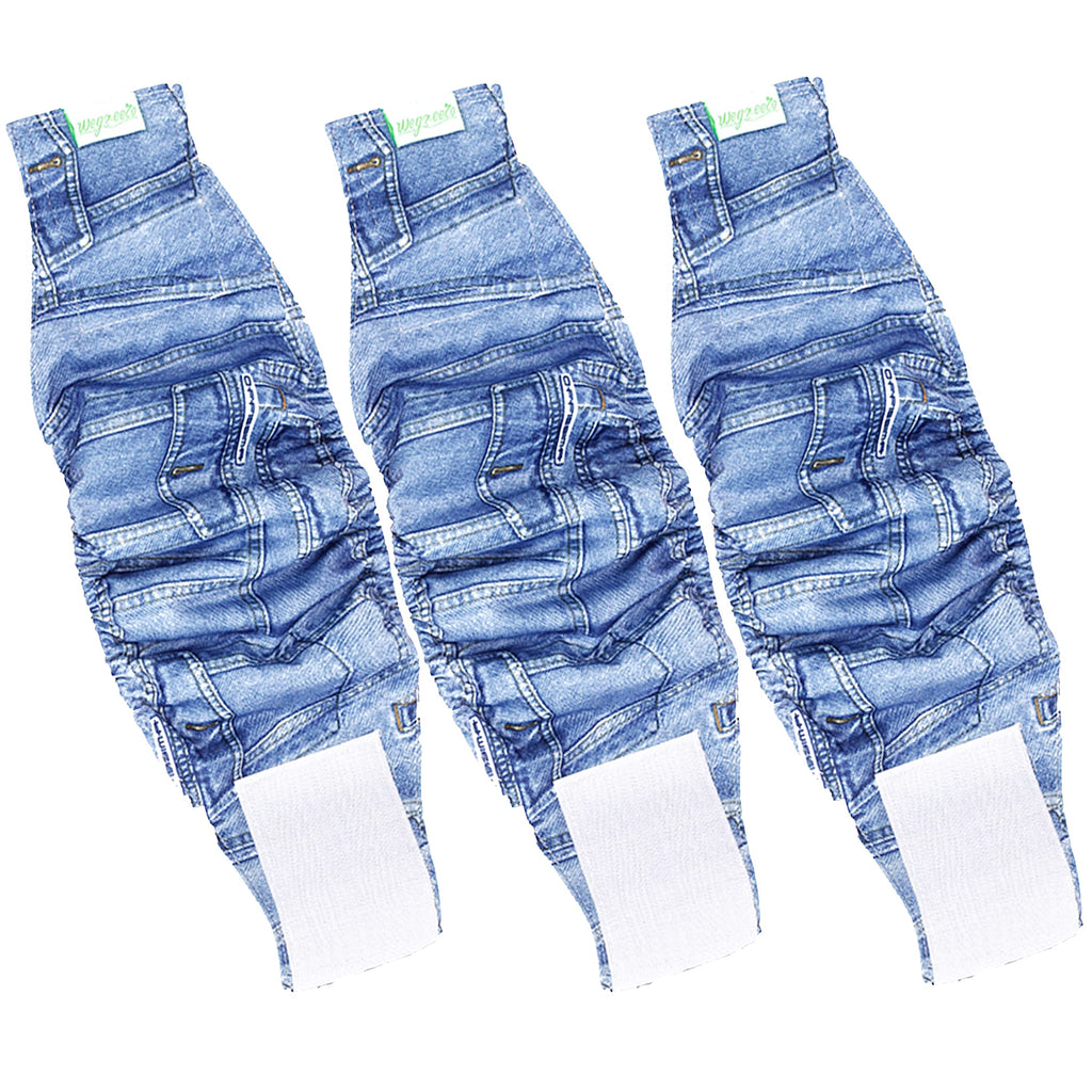 wegreeco Washable Male Dog Diapers (Pack of 3) - Washable Male Dog Belly Wrap X-Small (Pack of 3) Blue Jeans - PawsPlanet Australia