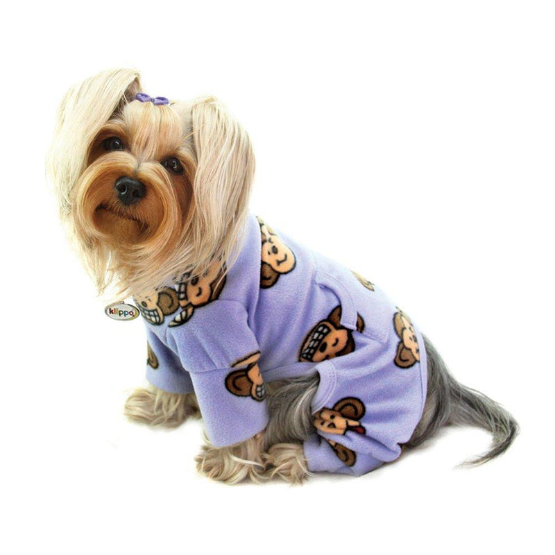 [Australia] - Klippo Dog/Puppy Silly Monkey Fleece Turtleneck Pajamas/Bodysuit/Loungewear/Coverall/Jumper/Romper for Small Breeds - Lavender Medium 