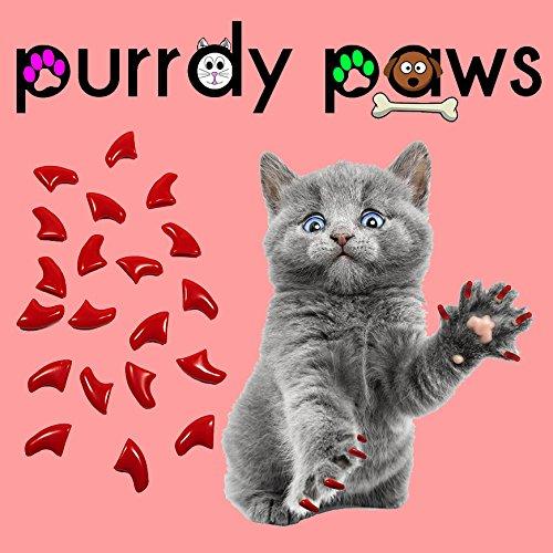 [Australia] - Purrdy Paws 40-Pack Soft Nail Caps for Cat Claws RED Kitten 