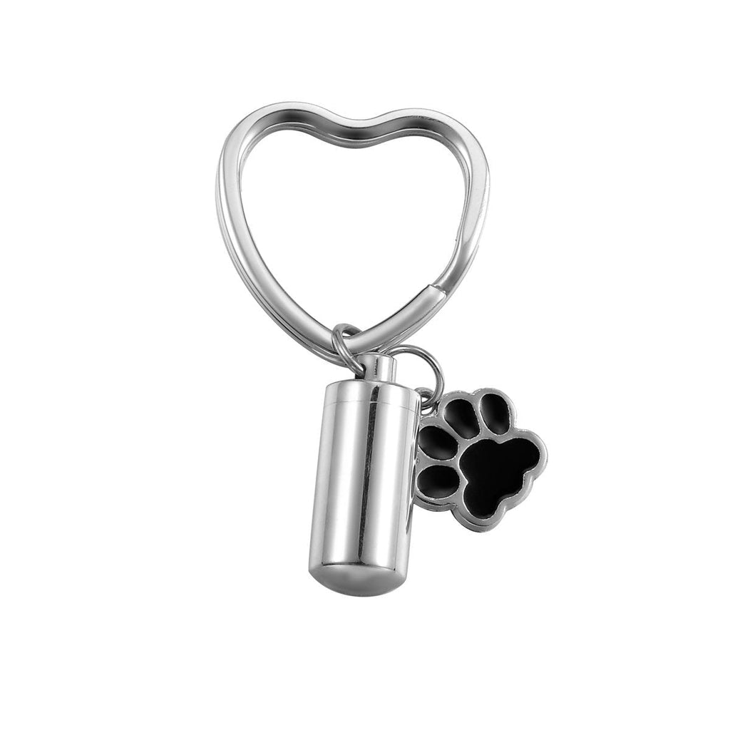 [Australia] - VALYRIA Stainless Steel Keychain Cylindrical Bottle Pet/Dog Paw Urn Charm Cremation Keepsake Ashes Non-Engraving 