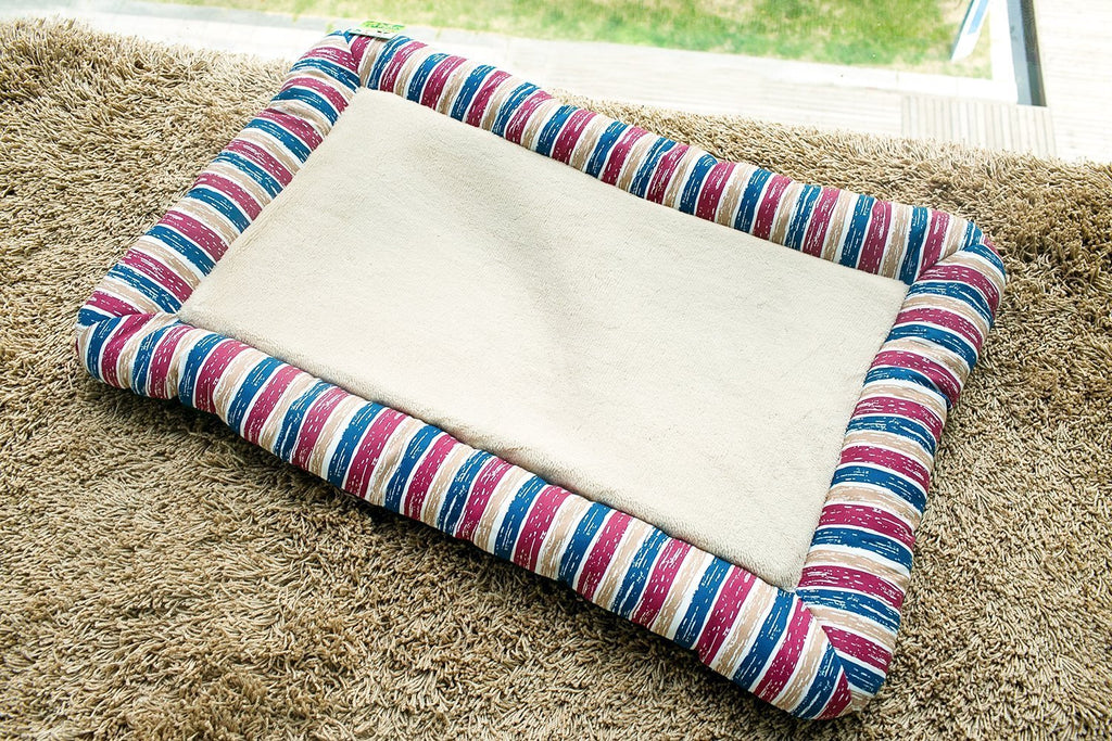 [Australia] - Merax Pet Bolster Bed Crystal Velvet Dog Cat Bed Red Stripes 