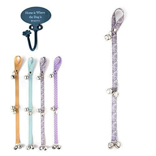 [Australia] - Mighty Paw Tinkle Bells 2.0, Designer Dog Doorbells, Stylish Fabric with Premium Quality Jingle Bells, Housetraining Doggy Door Bells for Potty Training, Includes Free Wall Hook Stormy Grey - Paisley 