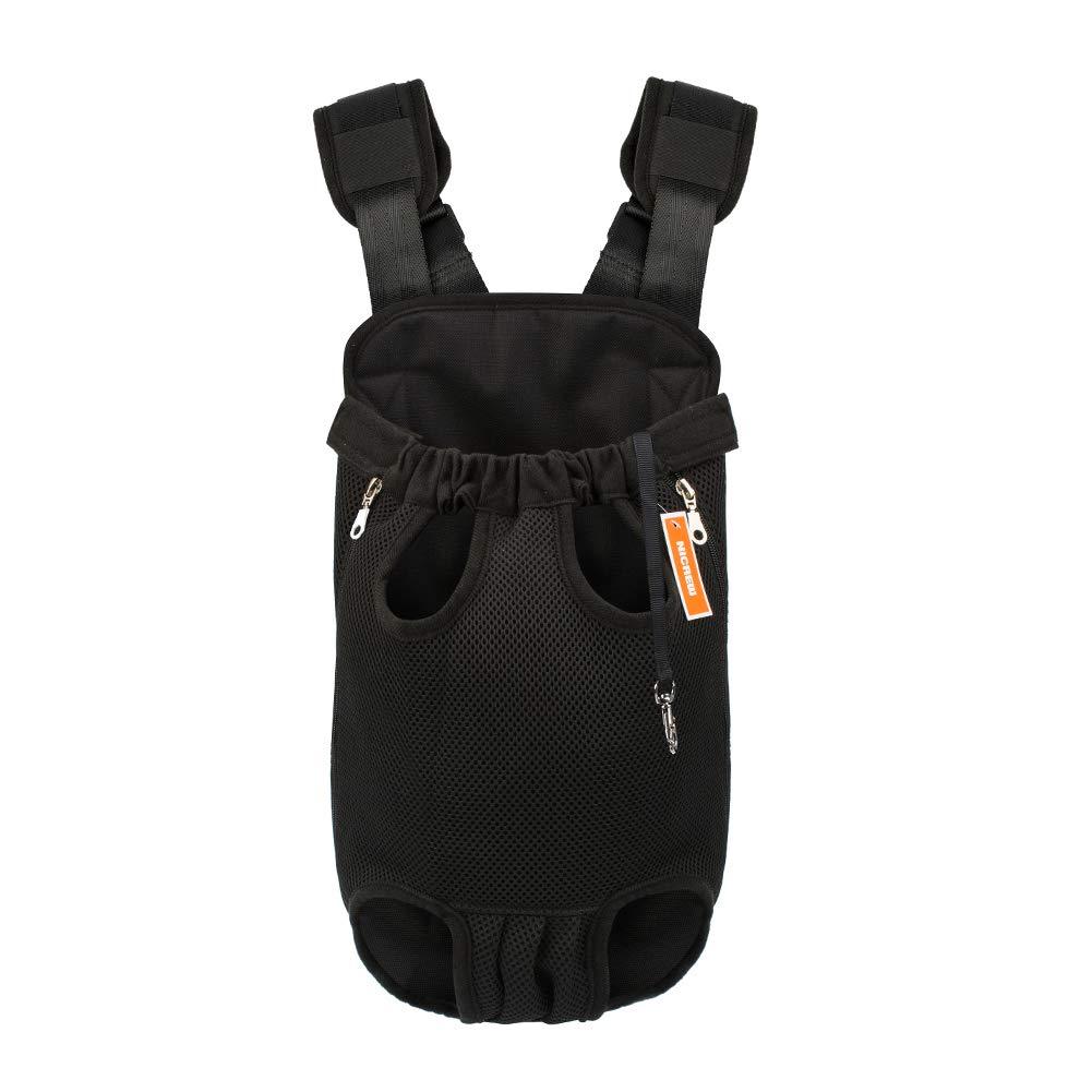 [Australia] - NICREW Legs Out Front Dog Carrier, Hands-Free Adjustable Pet Backpack Carrier, Wide Straps Shoulder Pads Black Medium 