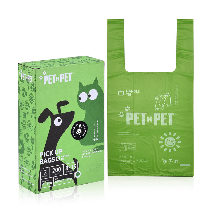 PET N PET Dog Poop Bags, Poop Bags with Easy-tie Handles Unscented/Lavender Scented Leak Proof Dog Bags for Poop, USDA Certified 38% Biobased Dog Waste Bag Measures 8 x 15 Inches 200 Counts - PawsPlanet Australia