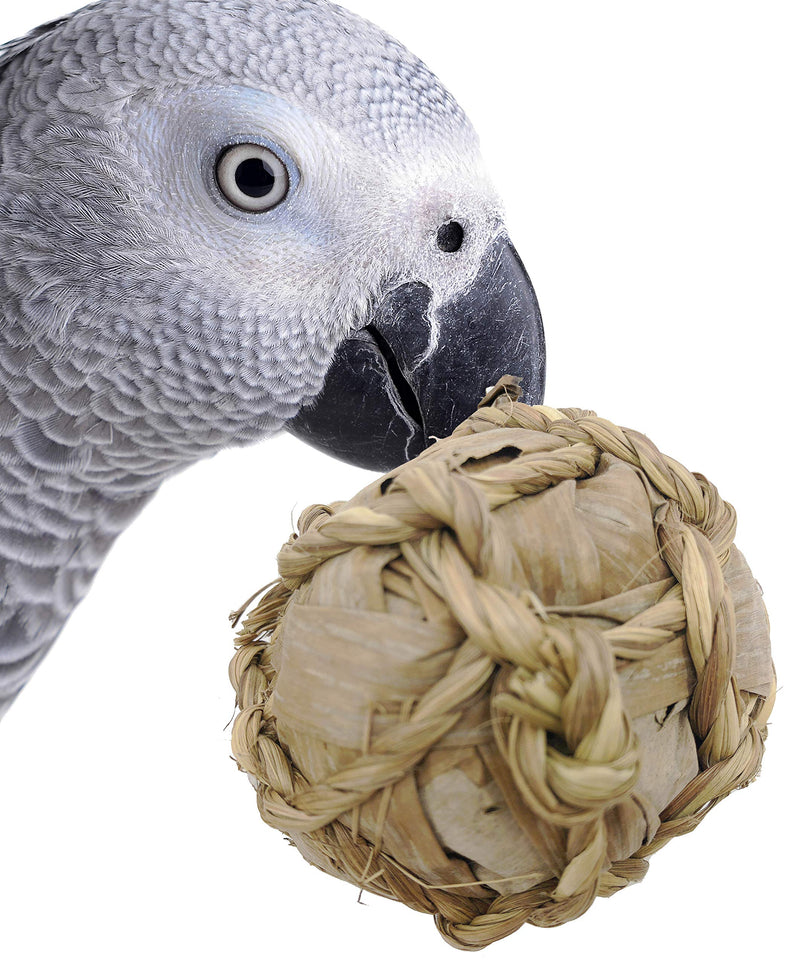 [Australia] - Bonka Bird Toys Seagrass Rope Coconut Fiber Banana Leaf Ball Pack Toy Parrot Foraging Foot Craft Part Talon Cage Banana Leaf Ball 3 Pack 