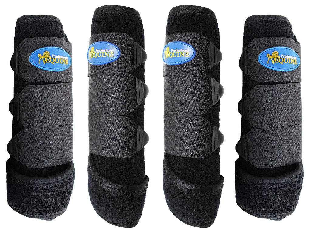 [Australia] - Professional Equine Medium 4-Pack Sports Medicine Splint Boots Black 41BKC 