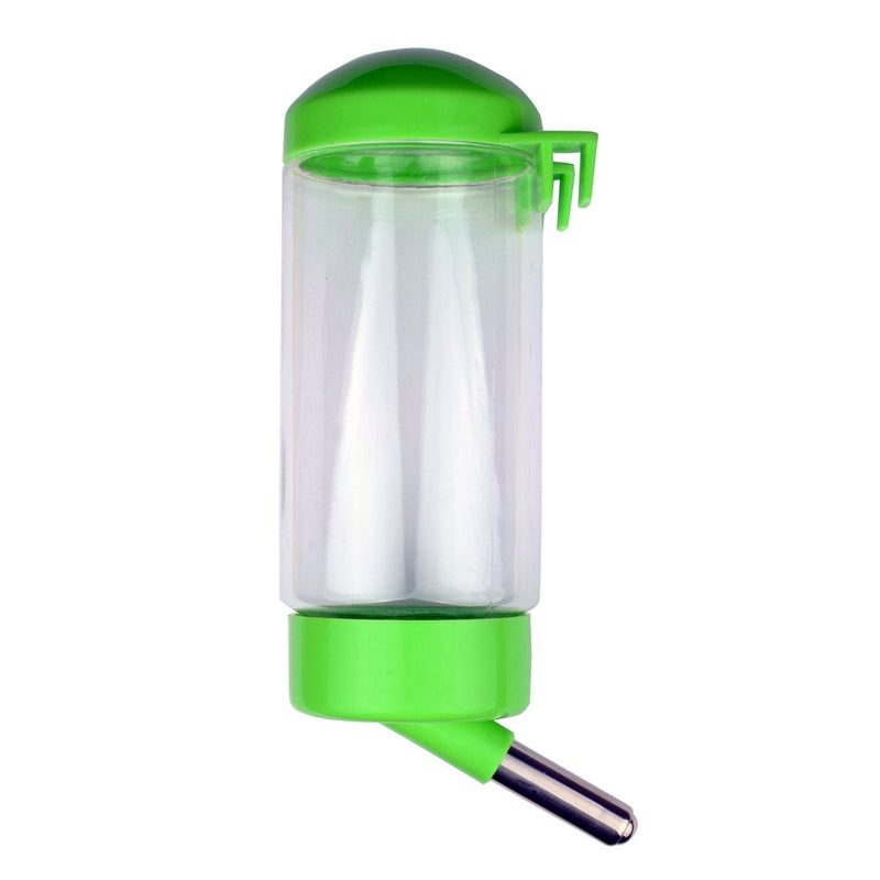 [Australia] - Flammi Pet Water Bottle Hanging No Drip Chew Proof 450ml/15oz for Puppy Cat Rabbit Small Animals, Automatically Feeding Water (Green) 