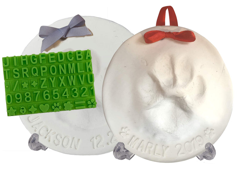 Ultimate Pawprint Keepsake Kit (Makes 2) - Paw Print Christmas Ornament w/ Bonus Personalization Tool & Display Stands! For Dogs, Cats & Pets. Non-toxic. Clay Air-Dries Soft, Light & Uncrackable. - PawsPlanet Australia