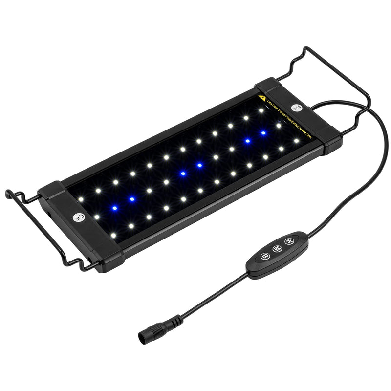 NICREW ClassicLED Aquarium Light, Fish Tank Light with Extendable Brackets, White and Blue LEDs 12 - 18 in - PawsPlanet Australia