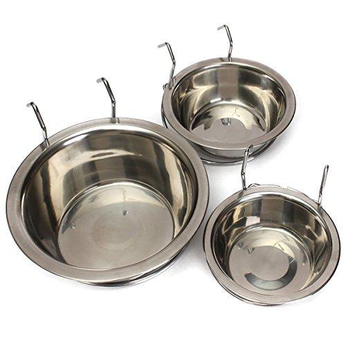 [Australia] - Yosoo Stainless Steel Hook on Feeding Dog Bowl Pet Rabbit Bird Cat Dog Food Water Cage Cup Crate Cup with Clamp Holder L 