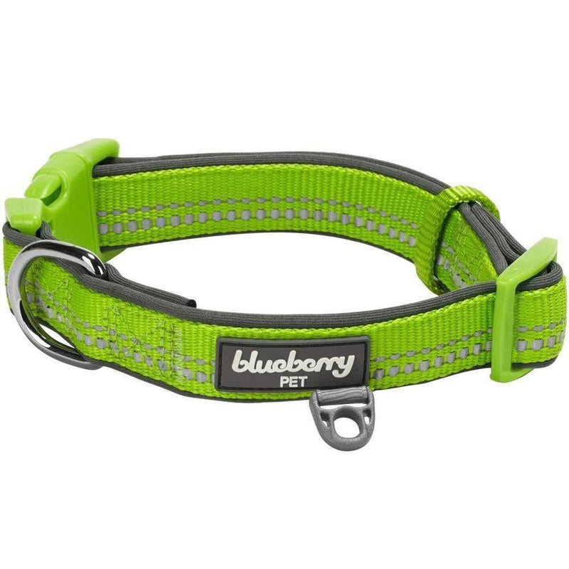 Blueberry Pet Soft & Safe 3M Reflective Neoprene Padded Adjustable Dog Collar - Baby Green Pastel Color, Medium, Neck 14.5"-20" Collar - (14.5"-20") Neck * 3/4" Wide - PawsPlanet Australia