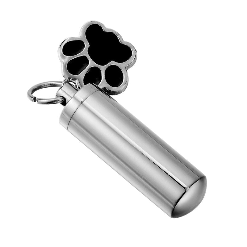 [Australia] - HooAMI Cremation Jewelry for Ashes Pet Puppy Dog Paw Cylinder Memorial Urn Necklace/Keychain Keepsake Black 38mm 