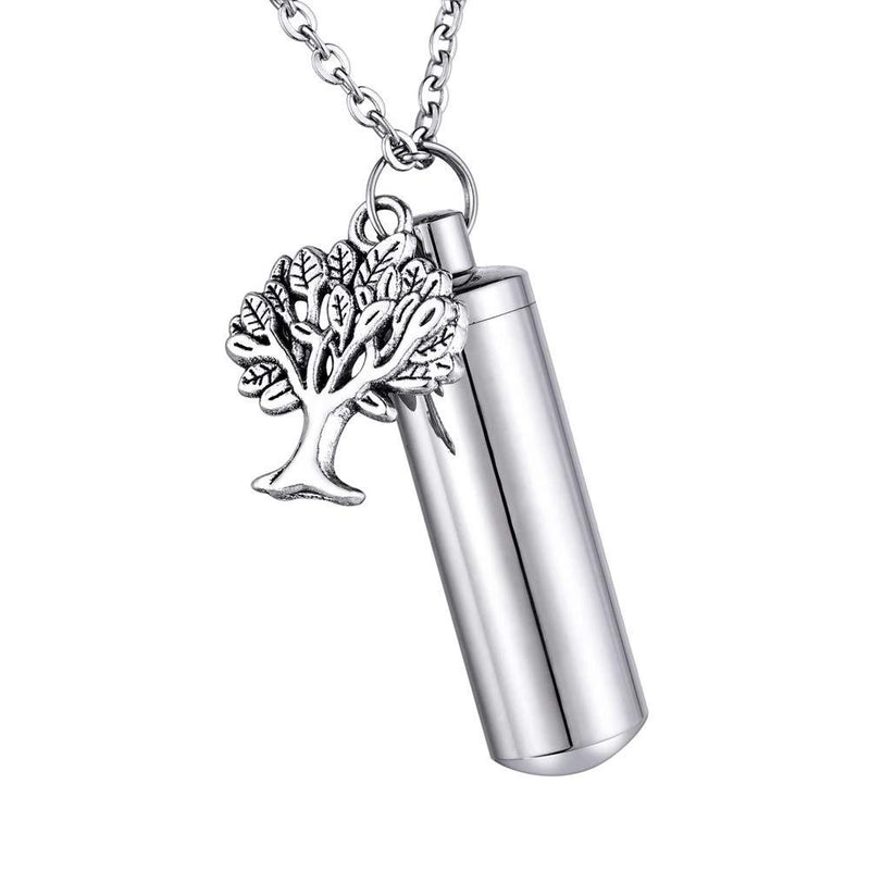[Australia] - HooAMI Tree of Life Cylinder Cremation Urn Necklace/Keychain Keepsake Ashes Pendant Memorial Jewelry A Tree 