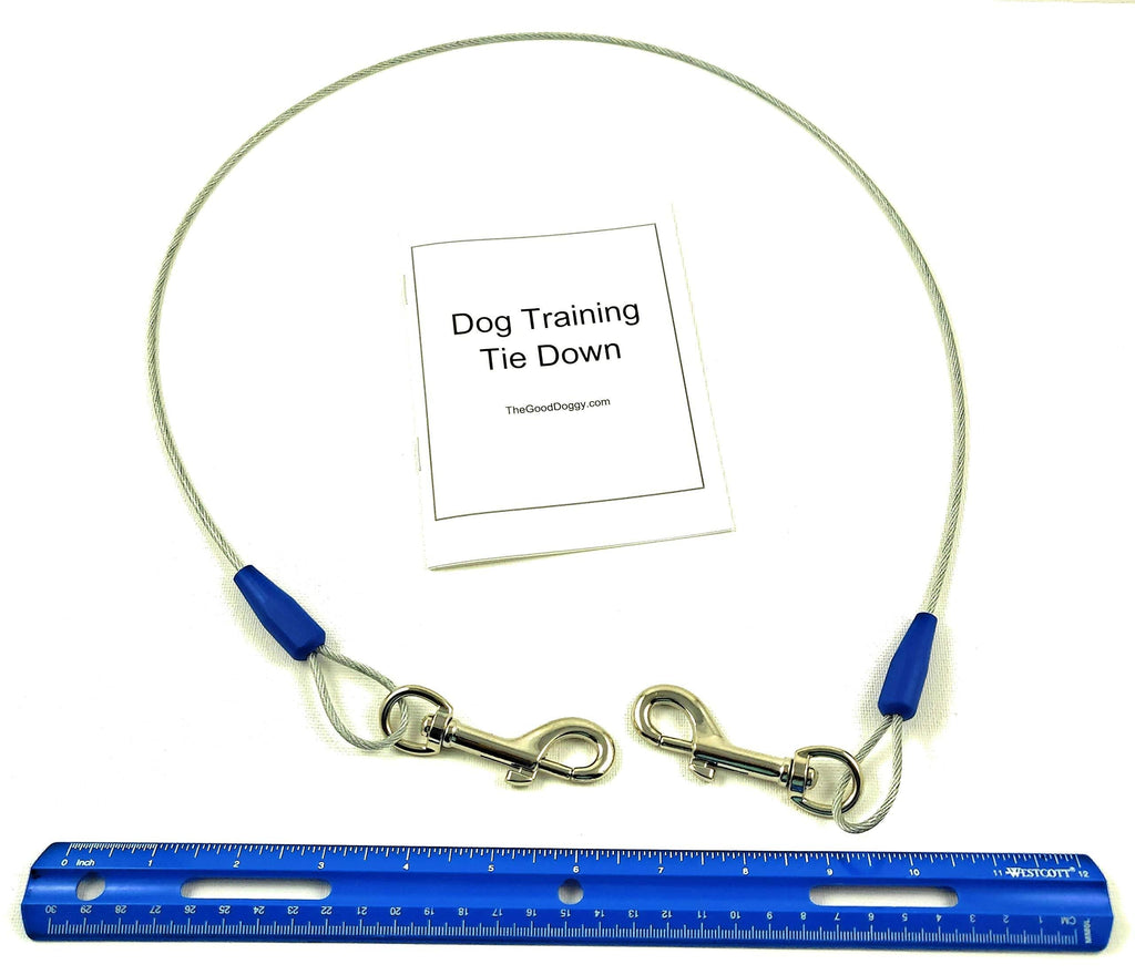 [Australia] - Dog Training Tie Out Cable, 3 Ft Begging Jumping Destructive Chewing Housetraining Counter Surfing Teething Puppy Potty Training Tether Chew Proof Cable Tie-down only 