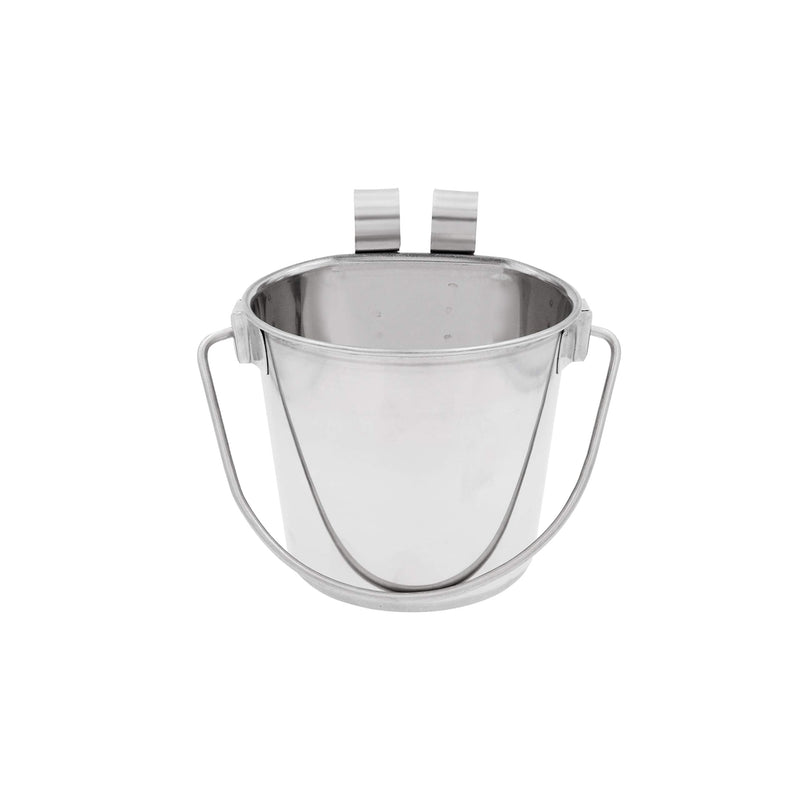 Fuzzy Puppy Flat Sided Pail with Dual Hooks, Snugly Fit On Dog, Cat and Critter Crates & Cages, Heavy Duty Stainless Steel 1-Quart - PawsPlanet Australia