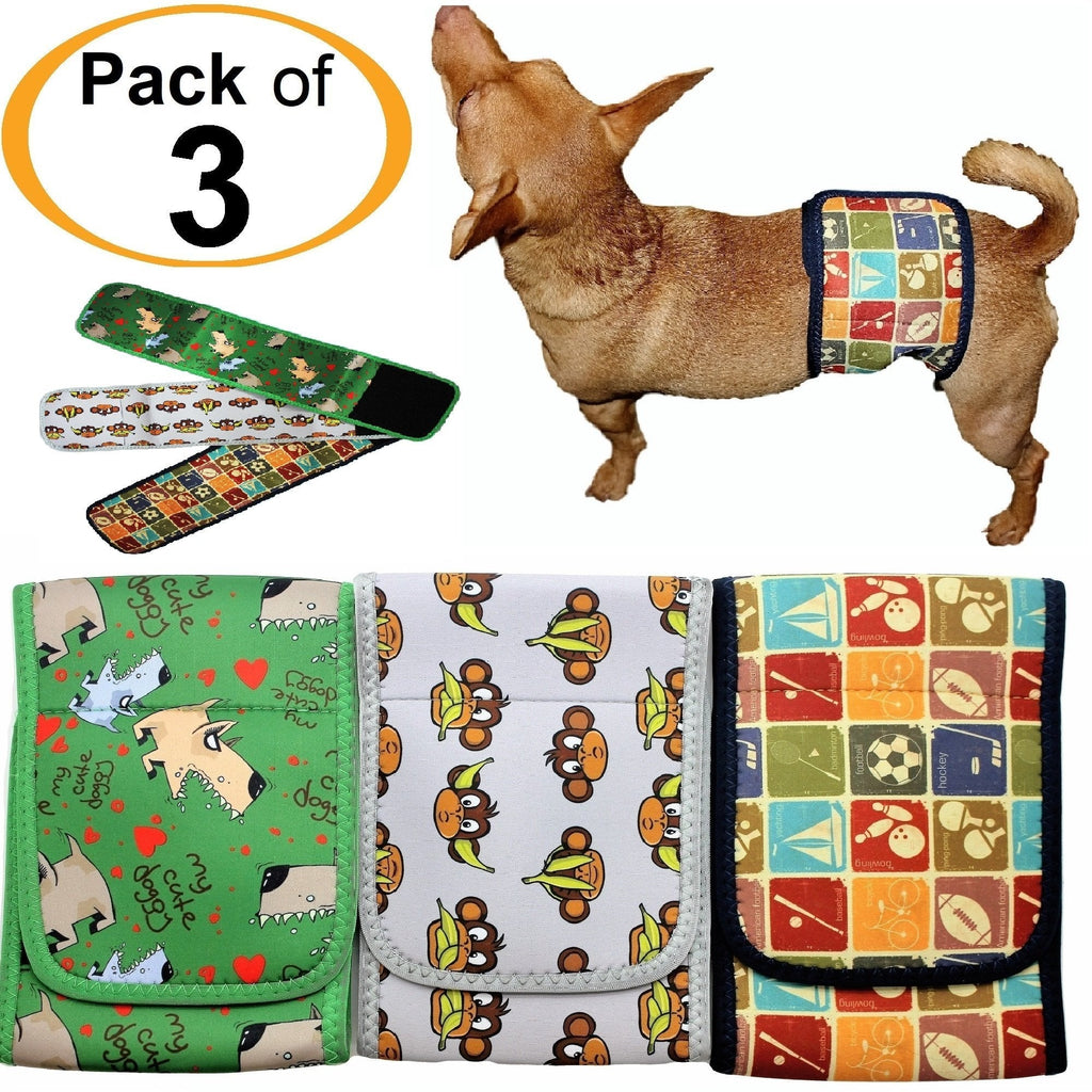 [Australia] - FunnyDogClothes Dog Diaper for Male Belly Band Neoprene Reusable Washable for Small and Big Large Dogs Puppy SET of 3 COLORS XL: Waist 18" - 21" 