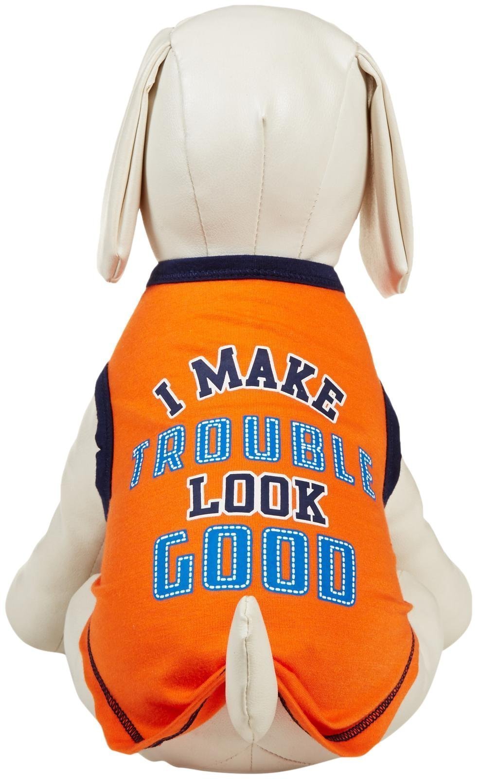 SimplyDog I Make Trouble Look Good Dog Tank - Orange - X-Small - PawsPlanet Australia