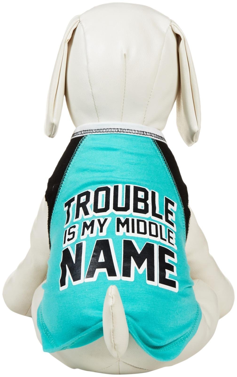 [Australia] - SimplyDog Trouble is My Middle Name Dog Tank - Teal - Small 