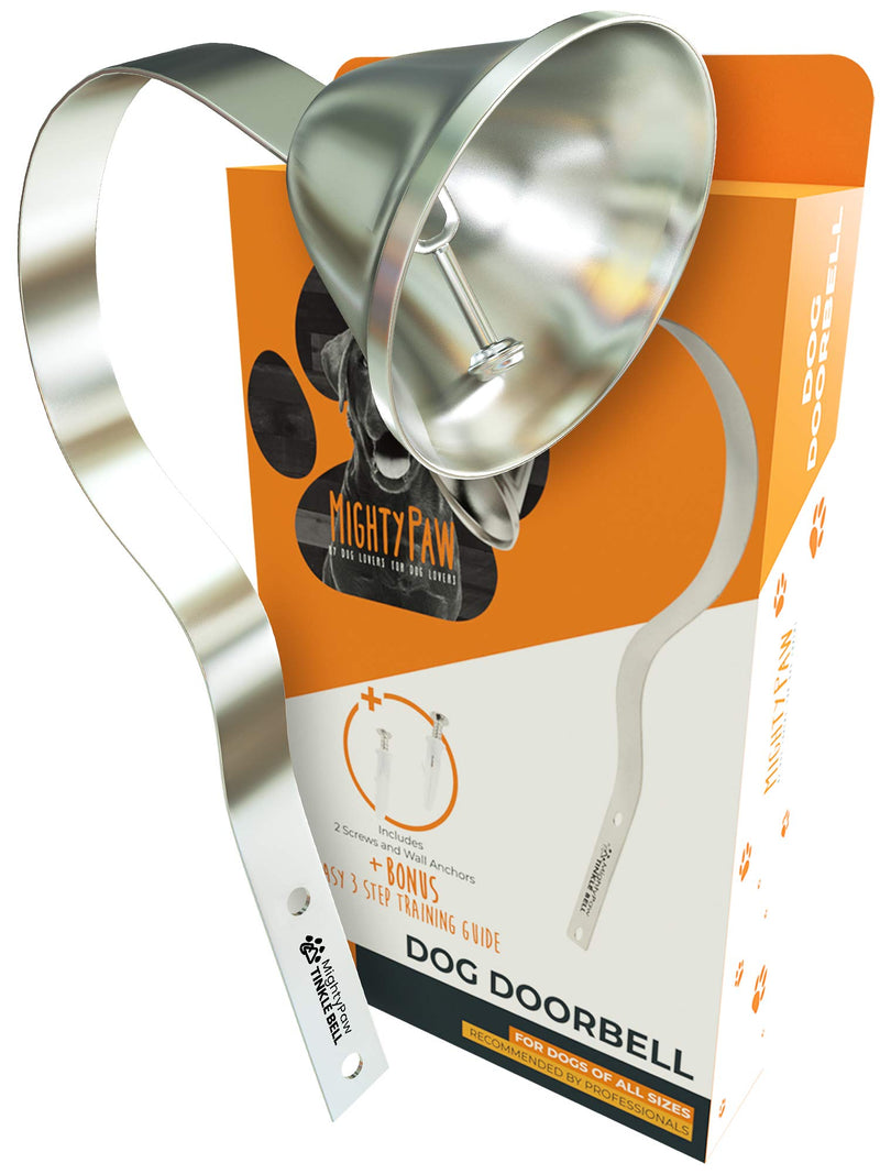 Mighty Paw Metal Potty Bell, an All Metal Dog Doorbell with Sleek Silver Bell and Support, The Thick-Walled Durable Bell Optimizes Sound Quality. Includes Training Guide - PawsPlanet Australia