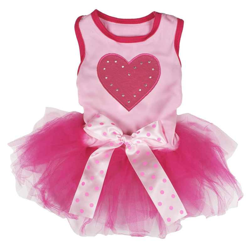 Petitebella Hot Pink Heart Puppy Dog Dress Medium Pink/Hot Pink - PawsPlanet Australia