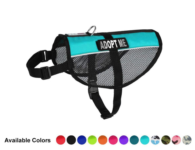 [Australia] - Dogline 17"-21" MaxAire Mesh Vest for Dogs and 2 Removable Adopt Me Patches Turquoise 