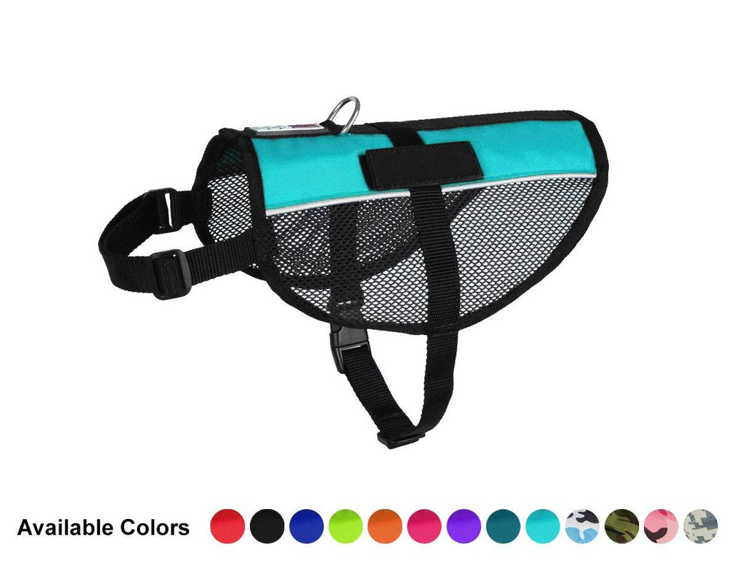 [Australia] - Dogline MaxAire Vest Blank Removable Patch Adjustable Harness Reflective for Puppies Small Medium and Large Dogs Girth 17 by 21" Turquoise 