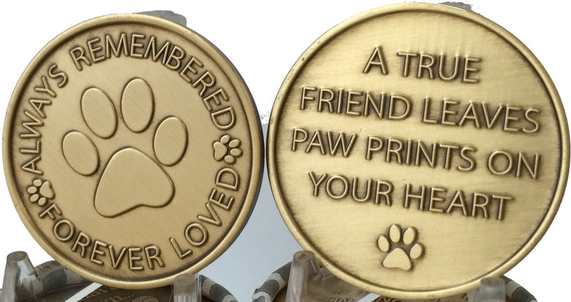 [Australia] - RecoveryChip Set of 2 Always Remembered Forever Loved Bronze Dog Memorial Tokens Pet Bereavement Gift 