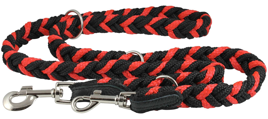 [Australia] - Dogs My Love 6 Way European Multifunctional Braided Dog Leash, Adjustable Schutzhund Lead 42"-68" Long 4 Sizes Red Large: 1" Wide 