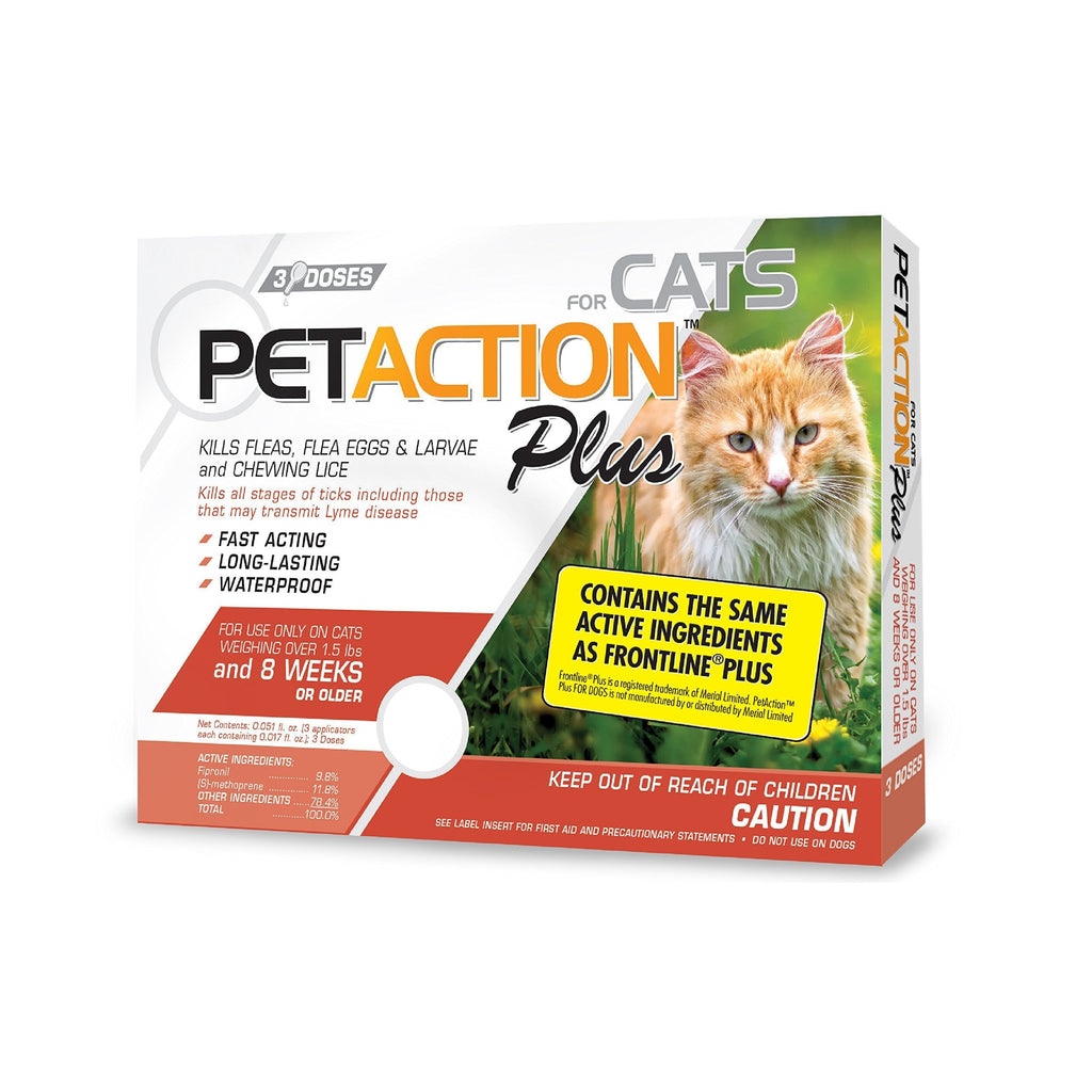 PetAction Plus Flea & Tick Treatment for Cats Over 1.5 lbs, 3 Month Supply (Packaging May Vary) - PawsPlanet Australia