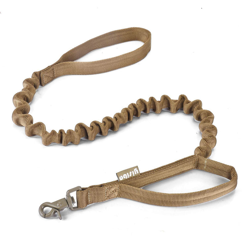 [Australia] - yisibo Tactical Bungee Dog Leash -New Stronger Clasp, Two Safty Control Handles, 4ft for Small Medium, 6ft for Medium Large 4ft for Small Medium Dogs Coyote Brown 