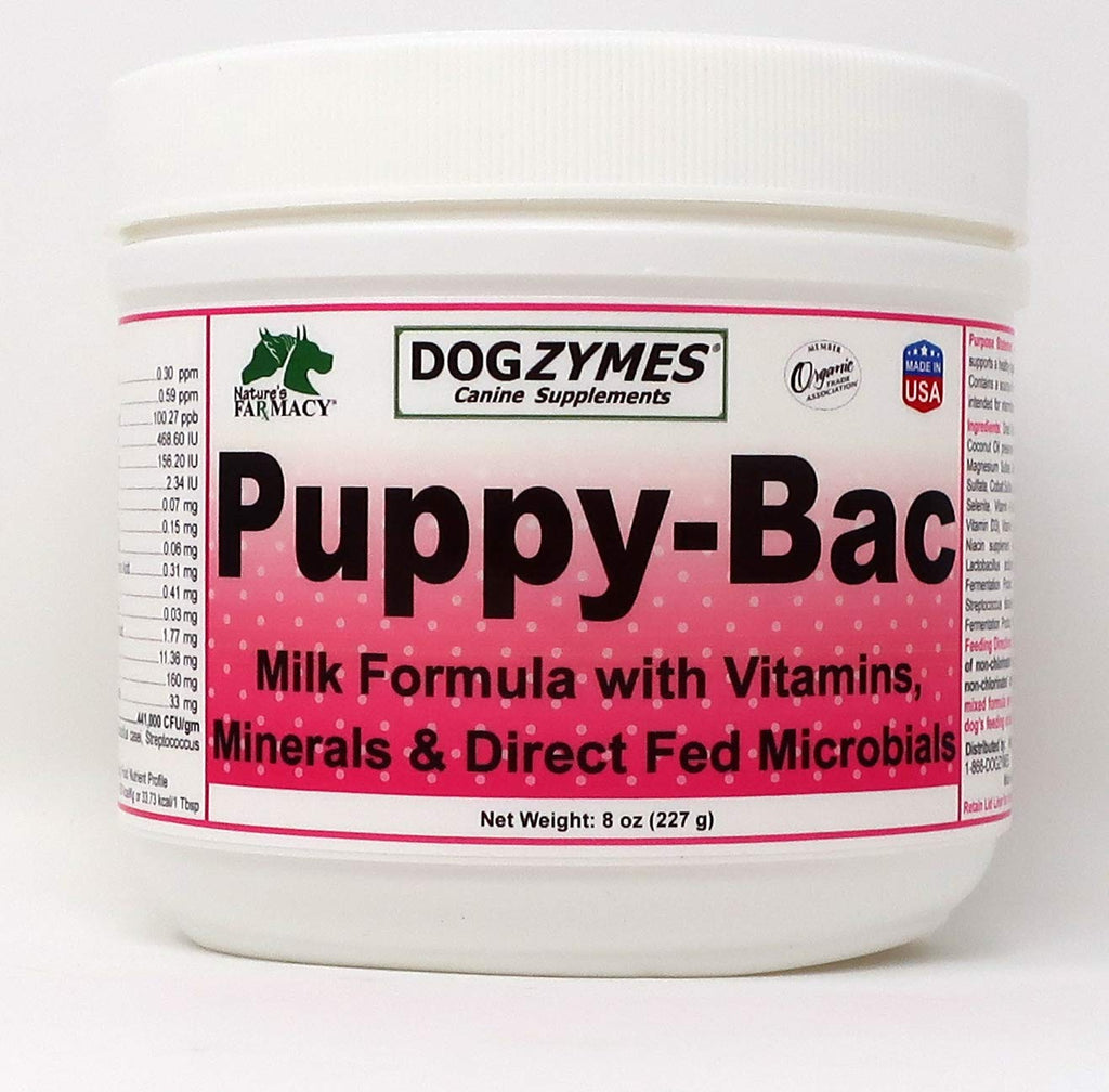 Dogzymes Puppy-Bac Milk Replacer formulated with The Proper ratios of Protein, Fat and nutrients for Growing Puppies 8 Ounce (Pack of 1) - PawsPlanet Australia