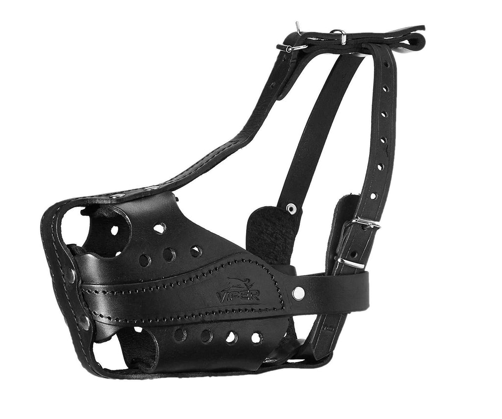 [Australia] - Viper Bravo Leather Agitation Muzzle with Quick Release Buckle for Dogs Size 3 Black 